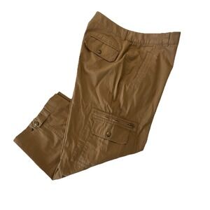 Cropped Cargo Pants Tan Capris Utility Pockets Casual Outdoor Women's Chaps Sz 8